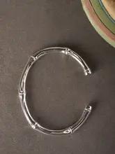 竹節デザインのシルバー925ブレスレット【カップル用・オープンタイプ・誕生日ギフト】