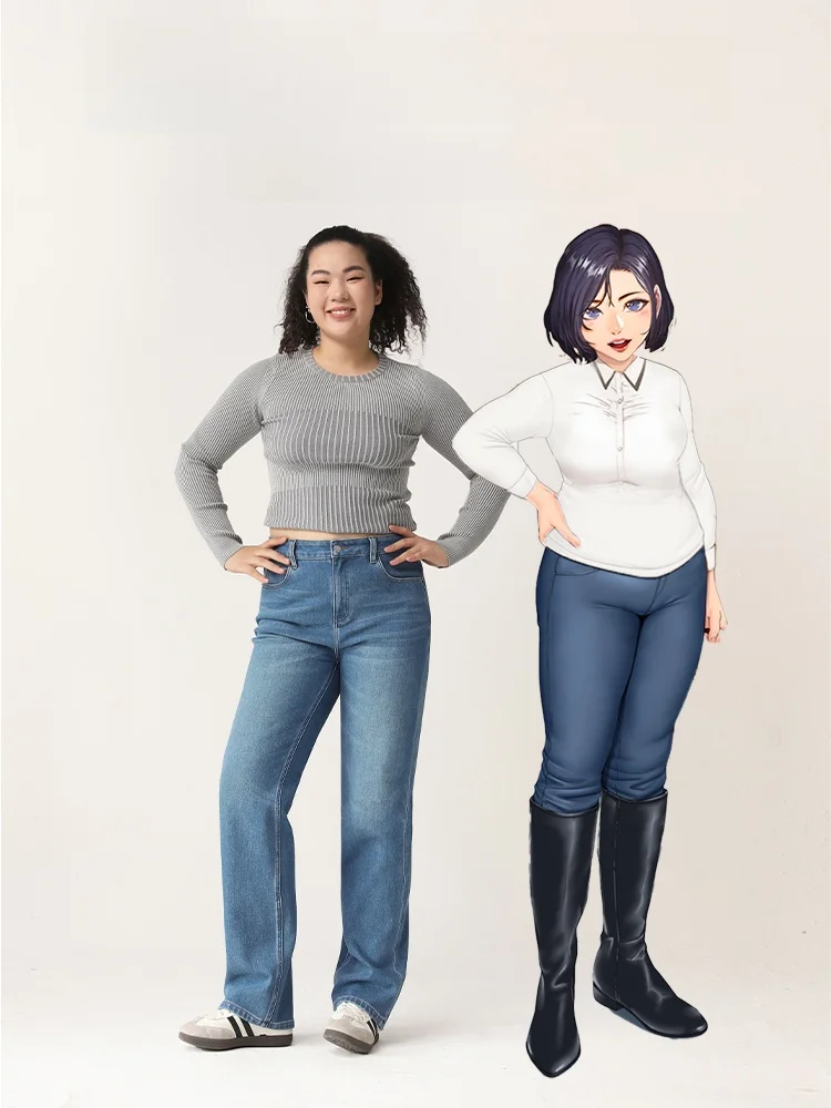嬉しいスタイルのワイドデニムパンツ【女性用・秋冬・スリムストレート・ビ  ッグサイズ】（セットアップ対応）