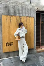 パーカーとワイドパンツ【カジュアルスタイル・ショートジャケット・ゆったりフィット】（セットアップ対応）