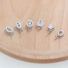 S925純銀製ハンドメイドDIY空ト台材料パーツ【パールペンダント用・クリスタルボタン・ジュエリークローム】