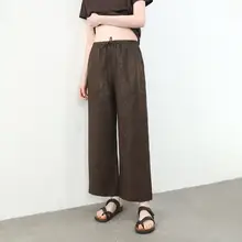 極上の柔らかさのリネン製カジュアルパンツ【シンプルデザイン・通勤・レディース・ゆったりストレート】