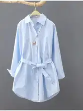 シンプルなデザインの中長丈コットン長袖シャツ【ゆったりサイズ・薄手カーディガン】