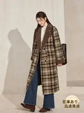 レトロチェックデザインのウールコート【厚手・保温・二通り着用可能】