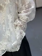 モリ 夏用オリジナルレトロ風刺繍レースシャツ【フィット・半透け・女性用】