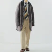 フランス風ビンテージデザインのウール混紡スーツパンツ