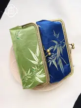 ペンケース がま口 文具ケース 小物入れ 竹柄 チャイナテイスト ヴィンテージ