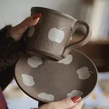 個性的デザイン！コーヒー用マグカップ【ブrown・アンティークスタイル・ラテアート対応】
