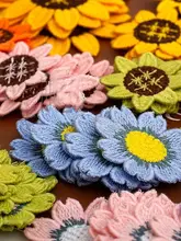 コンピューターニット刺繍のひまわりモチーフ【布貼り・DIY装飾用】