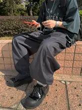 フィットの学院風スラックス【深灰色・弯刀立体裁断・カジュアルスタイル】