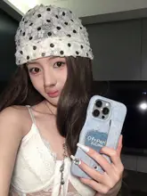 白色レースドットデザインの夏用キャップ【通気性・女性用】