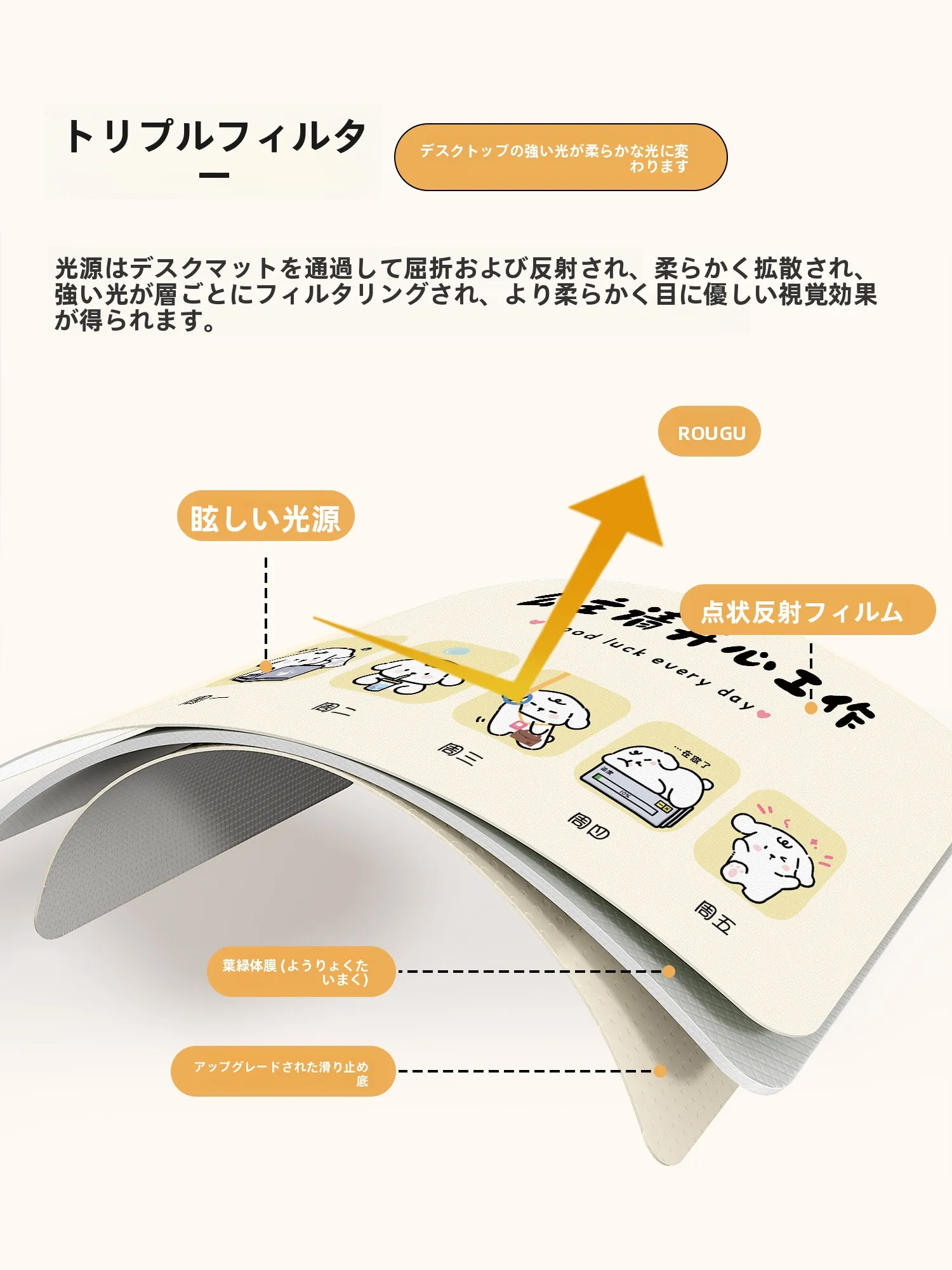 可愛い大判マウスパッド：オフィスデスクで感情の安定と集中力をサポート