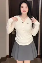 大きいサイズ用長袖Tシャツ【ウエストシェイプデザイン・カジュアル・女性用】（セットアップ対応）