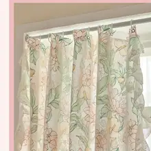 フレンチロココスタイル レースの二重カーテン【アメリカンビンテージ・窓際用・穴あけ不要】