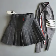 毛ウール製プリーツスカート【高腰・厚手・Aライン・学院風】