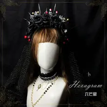 花冠 カチューシャ ヘキサグラム ゴシック ロリータ ダーク系 ハンドメイド 撮影小物 インスタ映え ヘアアクセサリー