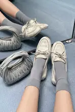 バレエ風リボン付きフラットシューズ【レトロなイギリススタイル】