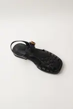 真皮製 イギリス風レトロデザイン 厚底ローマ風サンダル【平底・編み込みデザイン】