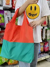 折りたたみ可能なファッショナブルな2色使いナイロンエコバッグ【カジュアル・ショッピング用】