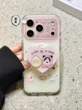 波点デザインの猫と犬のマグネットスタンド付きiPhoneケース【フルカバー・14PM/15Pro/16対応】（セットアップ対応）