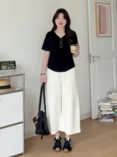 スタイルのレディース 九分丈ワイドパンツ【大きいサイズ・梨型体型向け】