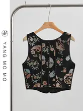 エレガントな花柄ベスト【春用・束腰デザイン・高級感のある中華スタイル】