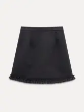 レース切り替えデザイン Aライン ハイウエスト スリムショートスカート 秋冬新作