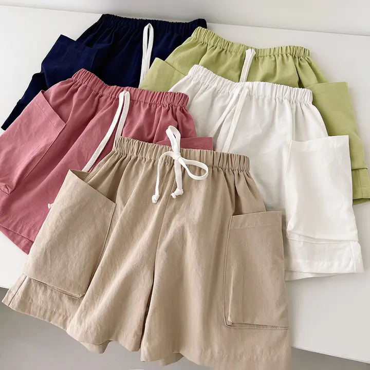 子供用コットンショートパンツ【男女兼用・カジュアル・ポケット付き・夏用】（セットアップ対応）