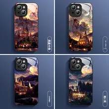 スマートフォンケース 対応 iphone16 15Pro 13 15 14 14Pro 14Promax 15Promax 材質 ガラス 液体 スタイル 高級 星空 ゴッホの油絵