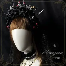 花冠 カチューシャ ヘキサグラム ゴシック ロリータ ダーク系 ハンドメイド 撮影小物 インスタ映え ヘアアクセサリー