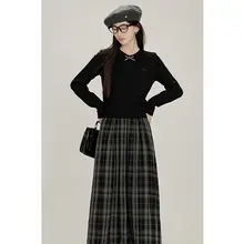 レトロチェック柄フレアスカート【秋冬用・大人可愛いデザイン・小柄対応】（セットアップ対応）