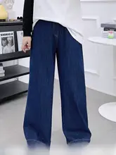 レディース 大きいサイズ ヴィンテージ風 ワイドレッグデニムパンツ【春秋用・ハイウエスト・リラクシングフィット】