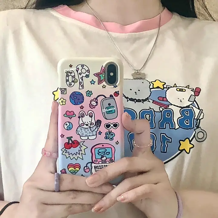 可愛い犬とクマの手描きスマホケース【男の子向け・インス風・iPhoneX・Android対応】