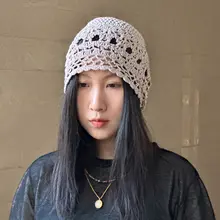 手編みメッシュ透湿帽子【白髪隠し・大人用・リネン素材・春夏対応】