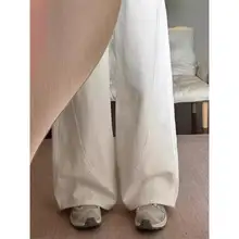 夏用 高ウエスト 極上の柔らかさ 白色デニムワイドレッグパンツ【大人女性用・フィット】