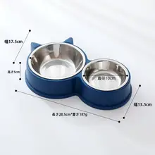 猫型ステンレス製ダブルボウル【ペット用・抗菌・家庭用】