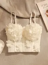 フラワー刺繍デザイン ビスチェ風キャミソール【甘美で立体的・ショート丈】（セットアップ対応）