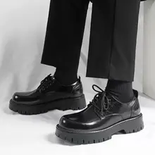 高級感ある厚底デザインのメンズデザインシューズ【ローカット・冬用・ボア付き】