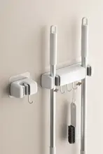 Lazy Corner 角にぴったりフィット！穴あけ不要の壁掛けモップフック【バスルーム収納用】