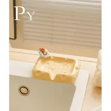 可愛らしい陶器製ソープボックス【水切り機能付き・バスルーム用】