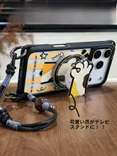 スマホケース 猫の肉球 斜め掛け 四隅 耐衝撃 マグネット スタンド リストストラップ 手提げ iPhone対応