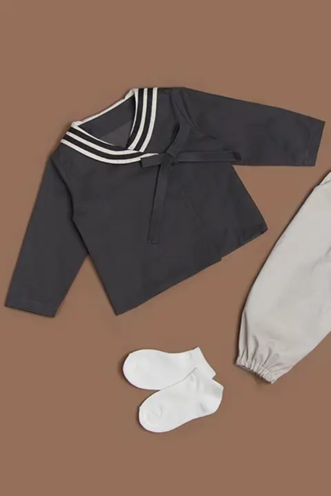 子供用海軍風デザイン手作りセット（セットアップ対応）