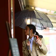 8本骨の長柄透明傘【抗風・防水・花びらデザイン】