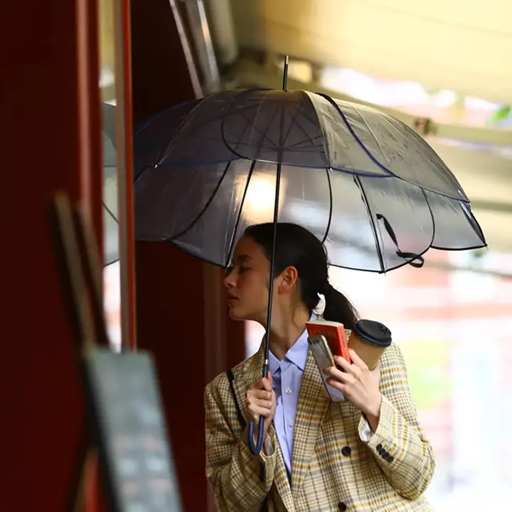 8本骨の長柄透明傘【抗風・防水・花びらデザイン】