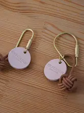 レトロな本革編み球キーホルダー【ブラスパーツ付き・バッグアクセサリー】
