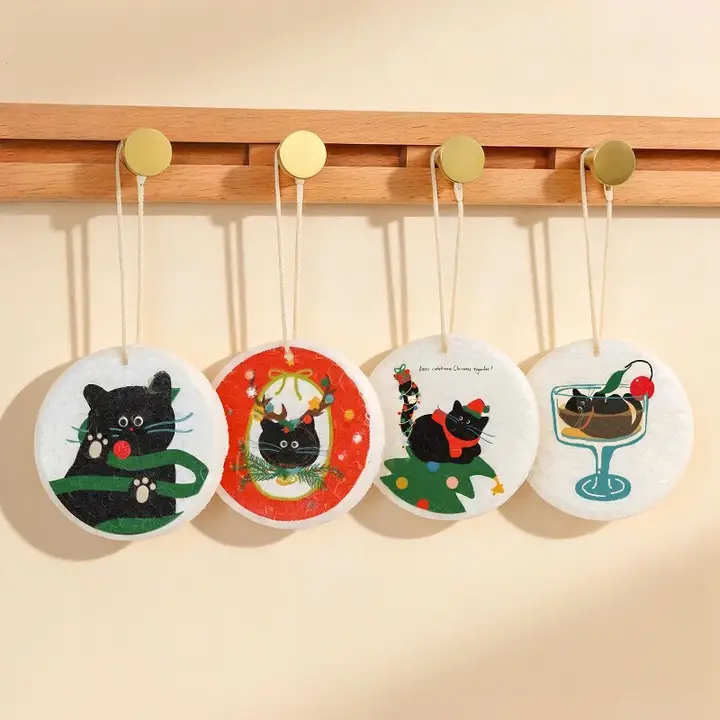 猫デザインのキッチン用掃除クロス【木材パルプコットン・吸水性・多用途】