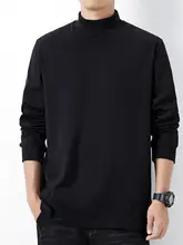 半高領コットン長袖Tシャツ【秋冬用・メンズ・シンプルデザイン】（セットアップ対応）