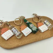 台湾風タピオカミルクティーと鶏排デザインのキーホルダー【ミニチュードフード・ビー  ルのオイル入りストラップ】