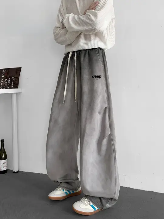 フィットのワイドレッグパンツ【カジュアルデザイン・タイダイ柄・男性用】