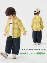 男の子用チェック柄長袖シャツ【春秋用・かわいいデザイン】