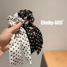 子供用 ダルマ風ヘアゴム【デザインリボン・ポルカドット・シフォン素材】